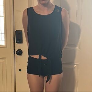 Black Sleeveless Tie-Front Top